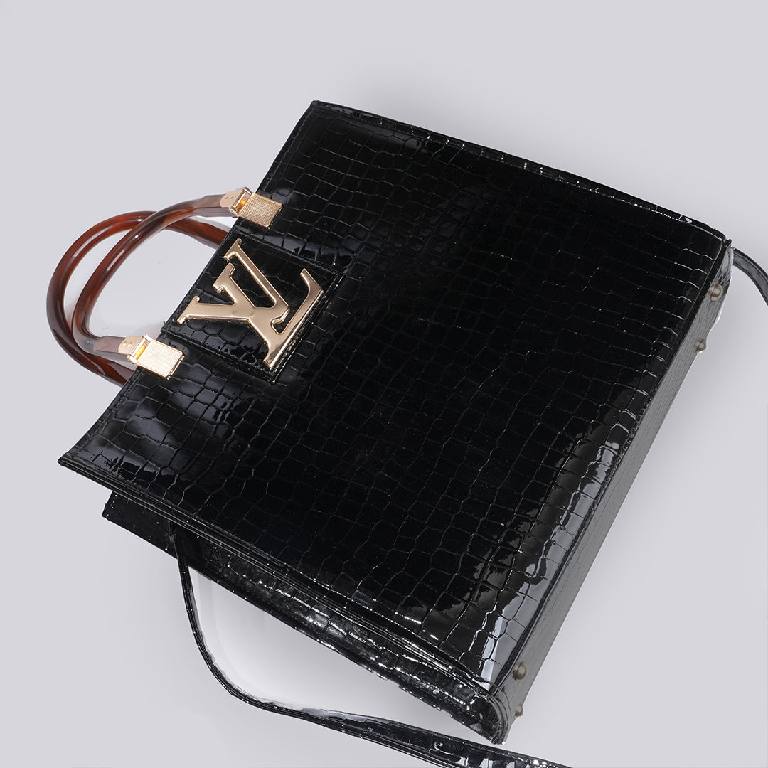 Croco Leen | Shoulder | Black