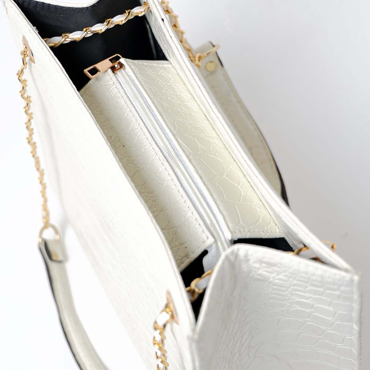 Croco Chic | Shoulder | White - Bagonia