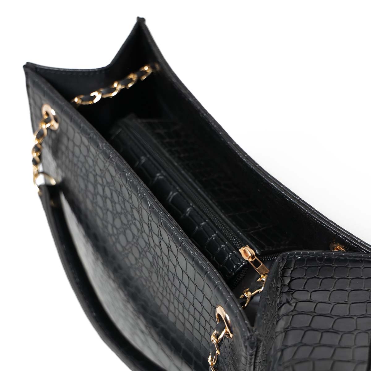 Croco Chic | Shoulder | Black - Bagonia